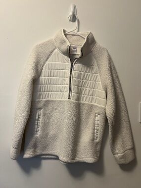 Te Verde Ivory Sherpa Puffer Pullover Jacket
